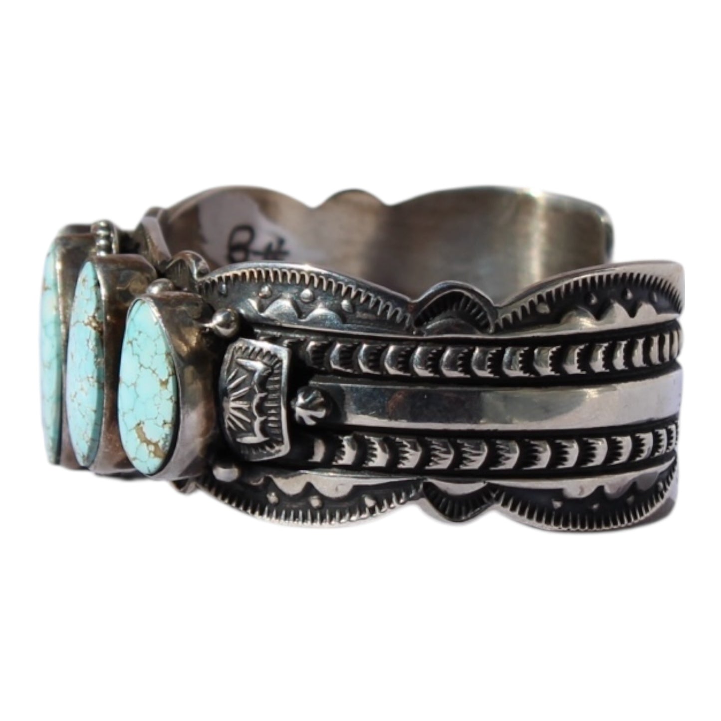 Handmade #8 Turquoise Cuff – Sterling Silver