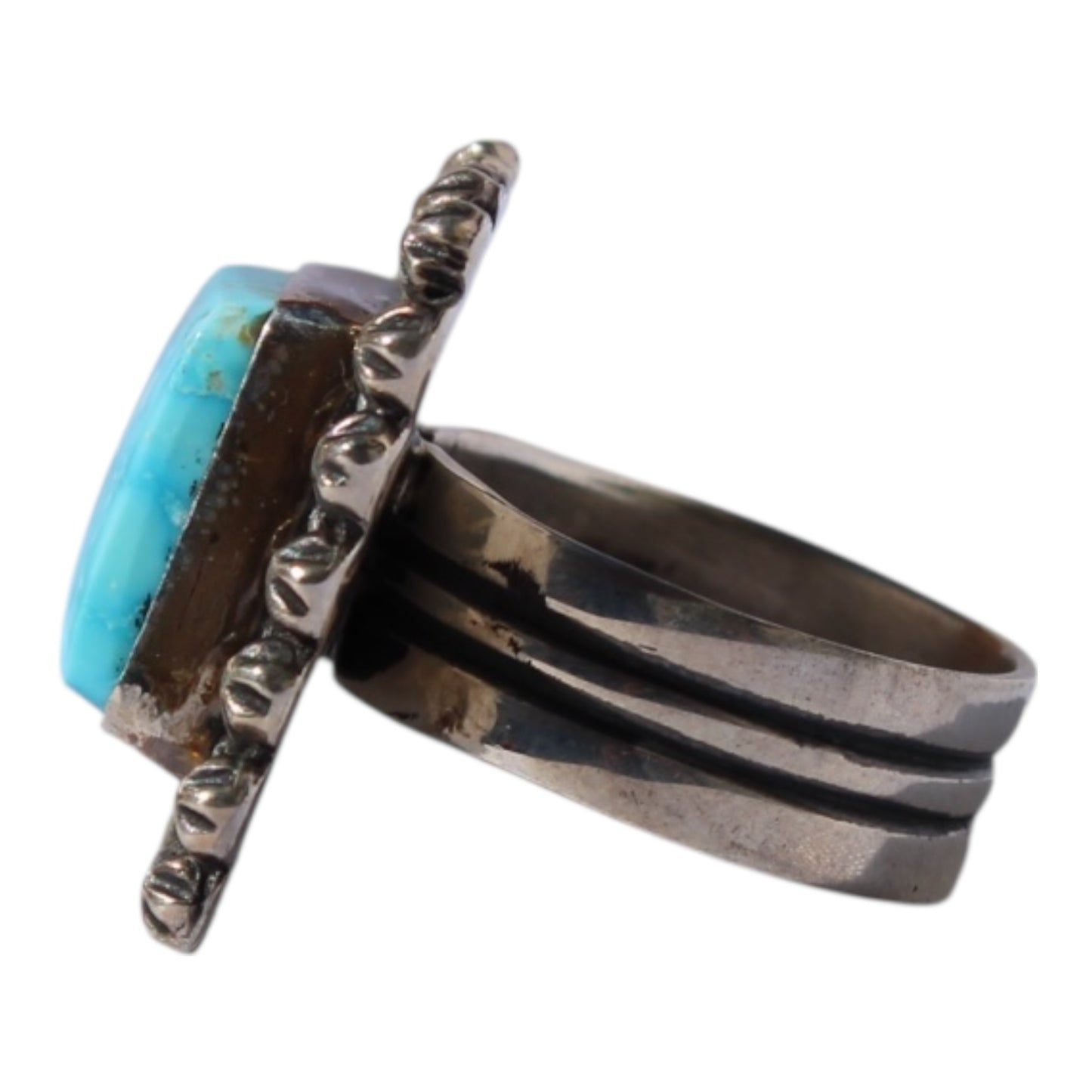 Handmade Kingman Turquoise Ring with Sterling Silver - Size 8