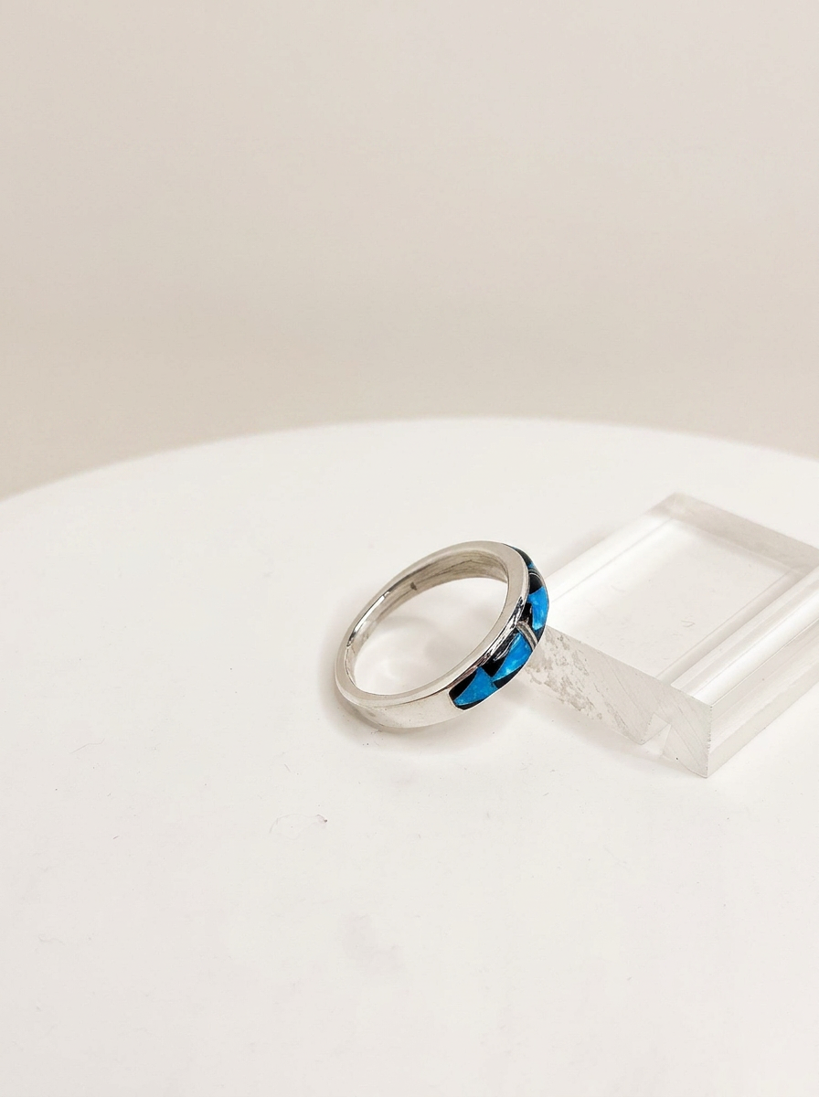 Anazazi Traders Sterling Inlay Onyx Opal and Ring