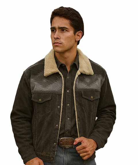Scully Sherpa-Lined Leather & Wool Western Jacket
