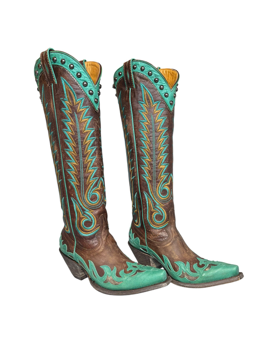 Old Gringo Women’s Brown & Turquoise Leather Cowboy Boots