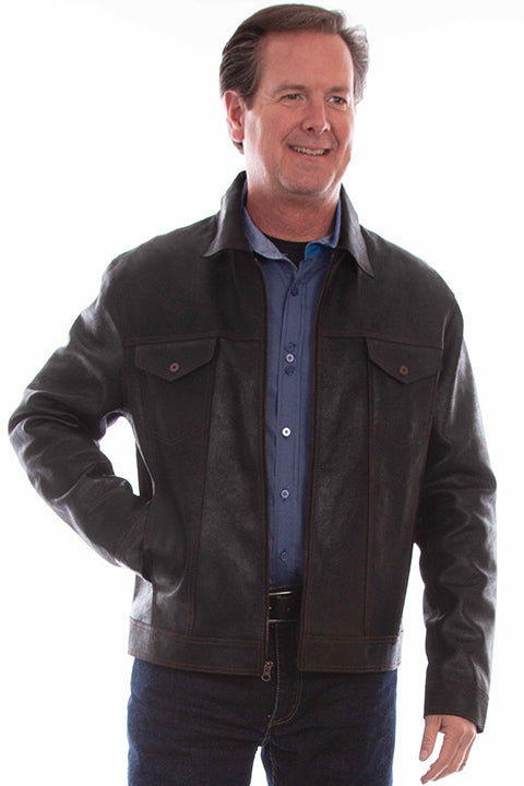 Scully Black Leather Zip-Up Jacket