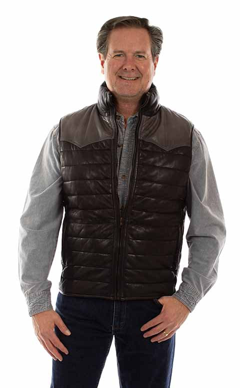 Scully Black Leather Zip-Up Vest