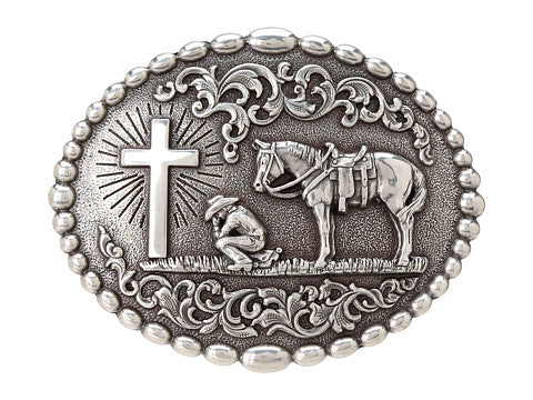 M&F Western Oval Dot Edge Cowboy Prayer Buckle