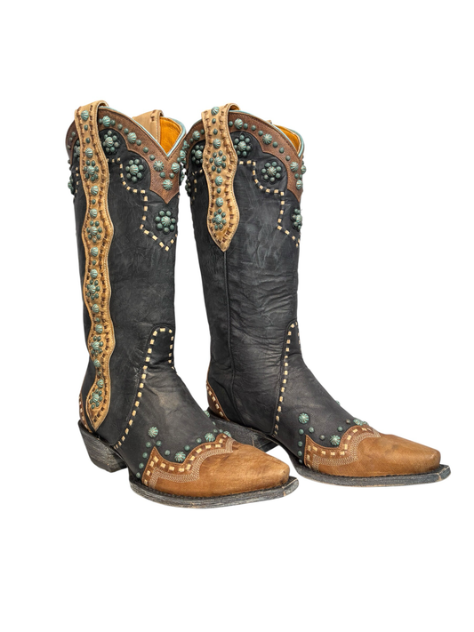 Old Gringo Women’s Black & Brown Studded Leather Cowboy Boots