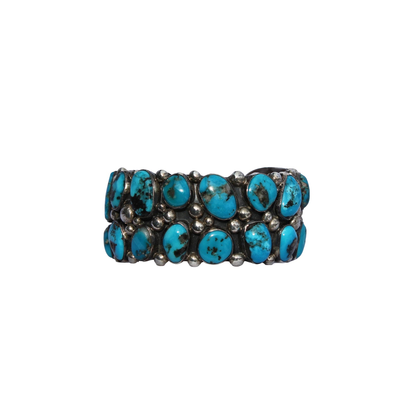 Stormy Ridge Turquoise Sterling Silver Cluster Cuff Bracelet