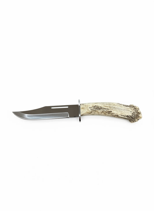 Knife with a staghorn handle on a white background