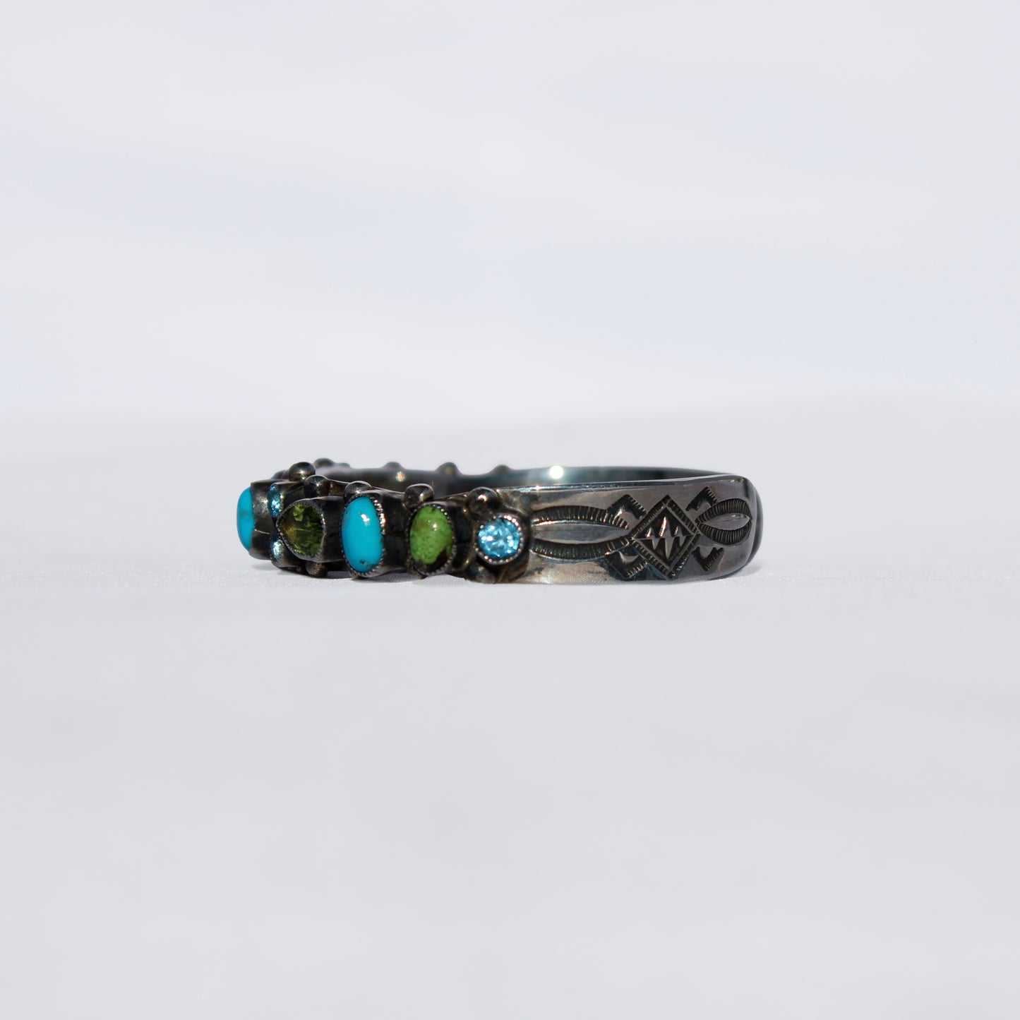 Leo Feeney Bracelet – Green Peridot, Kingman Turquoise & Blue Topaz in Sterling Silver