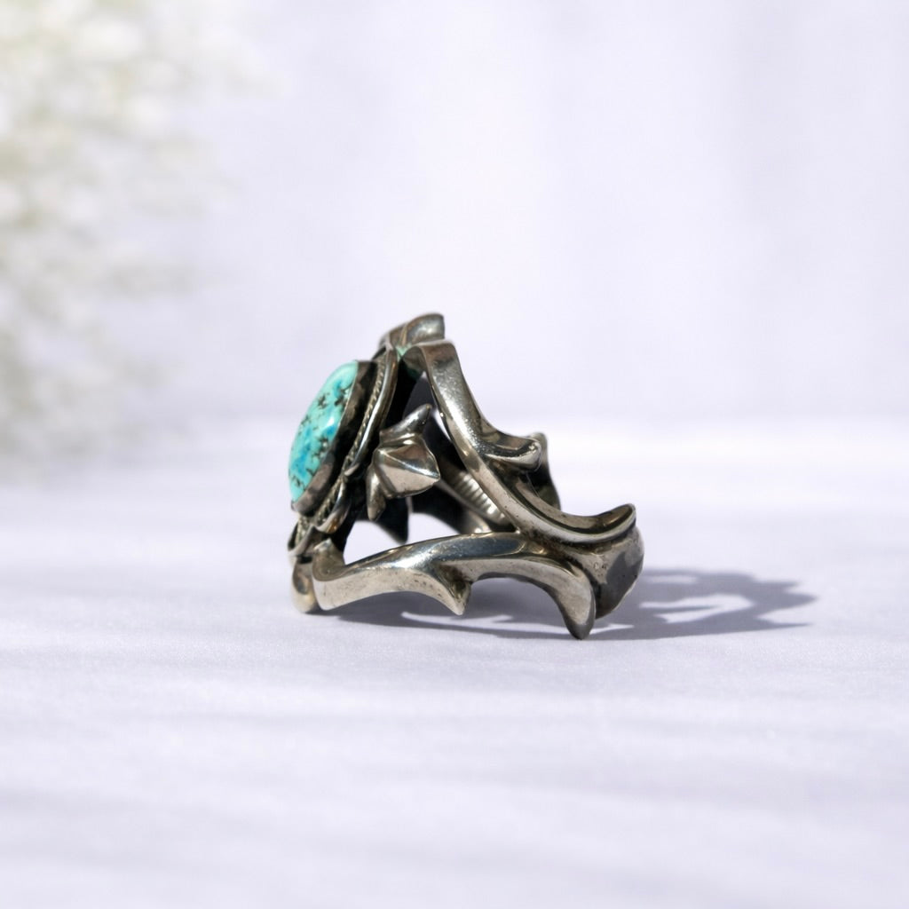 Vintage Sand Cast Cuff with Kingman Turquoise