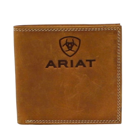 Ariat Men's Large Bifold Embossed Logo Wallet - Medium Brown