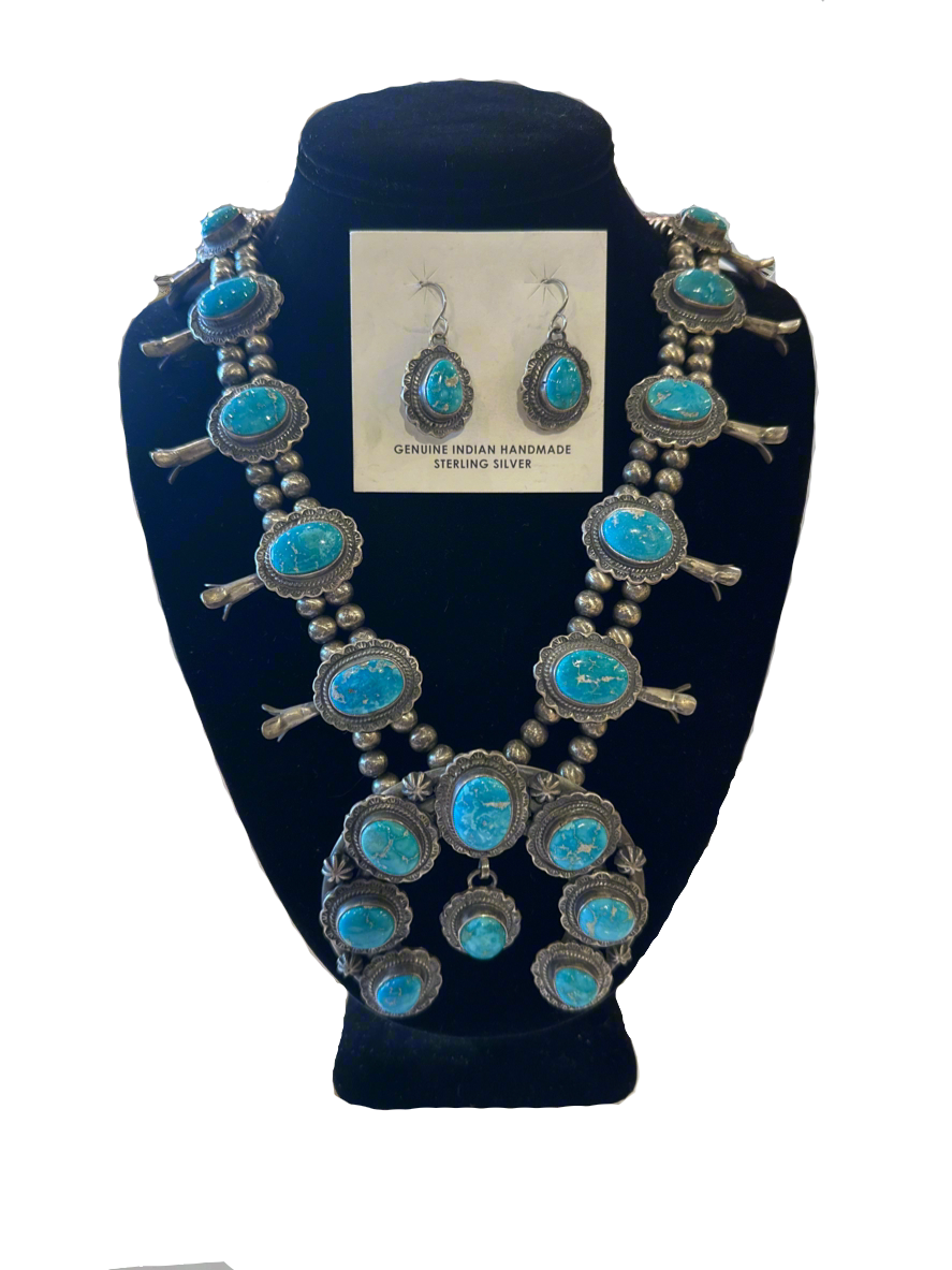 Turquoise necklace with matching earrings