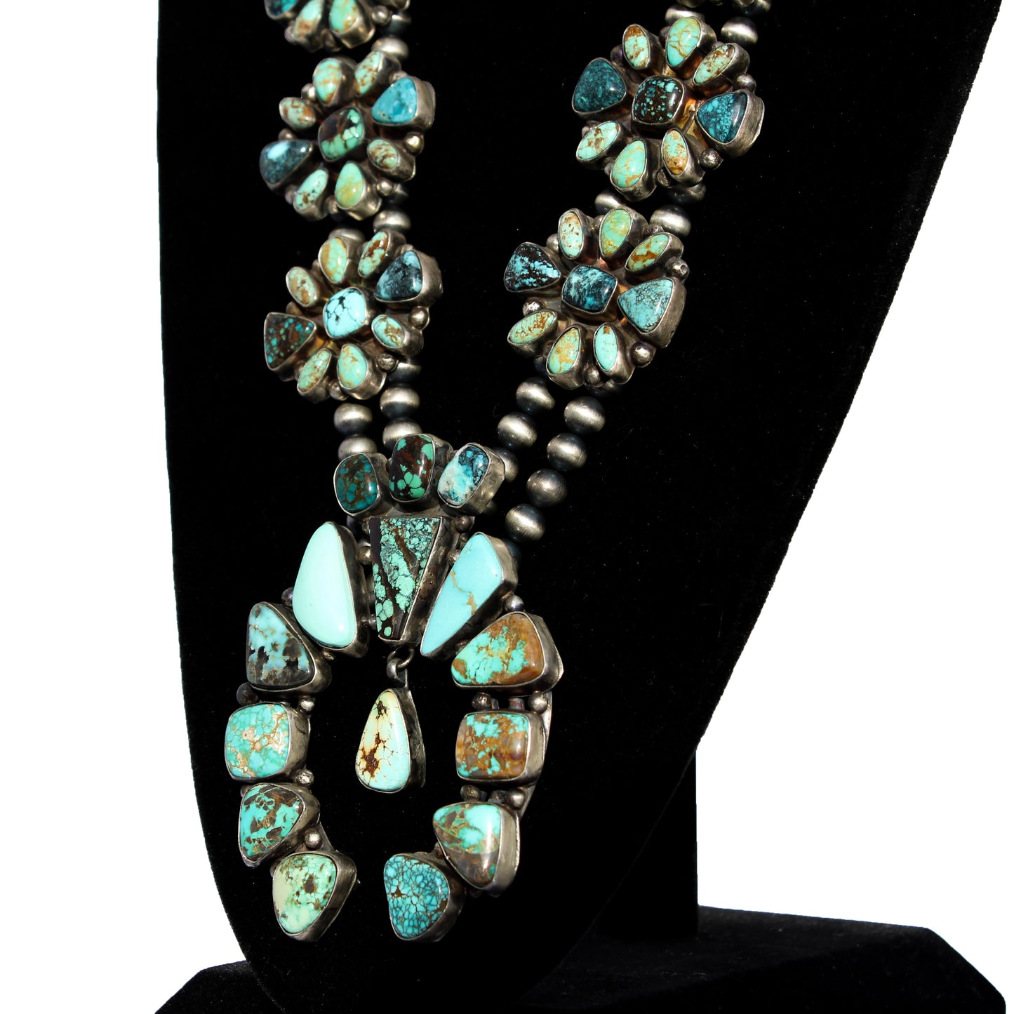 Navajo Squash Blossom Necklace – Morenci, Kingman & Royston Turquoise