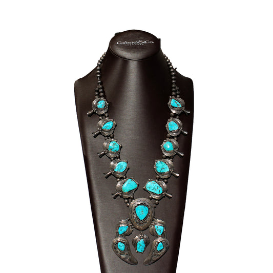 1950’s Navajo Squash Blossom – Kingman Turquoise & Sterling Silver