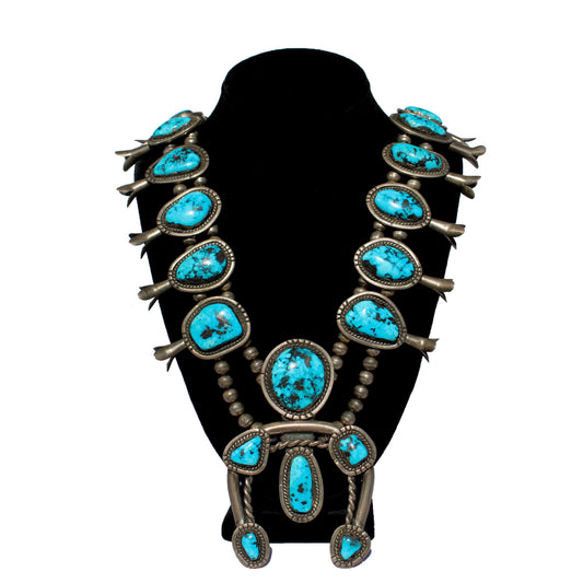 1950’s Sterling Silver Squash Blossom – Kingman Turquoise by Richard Yazzie