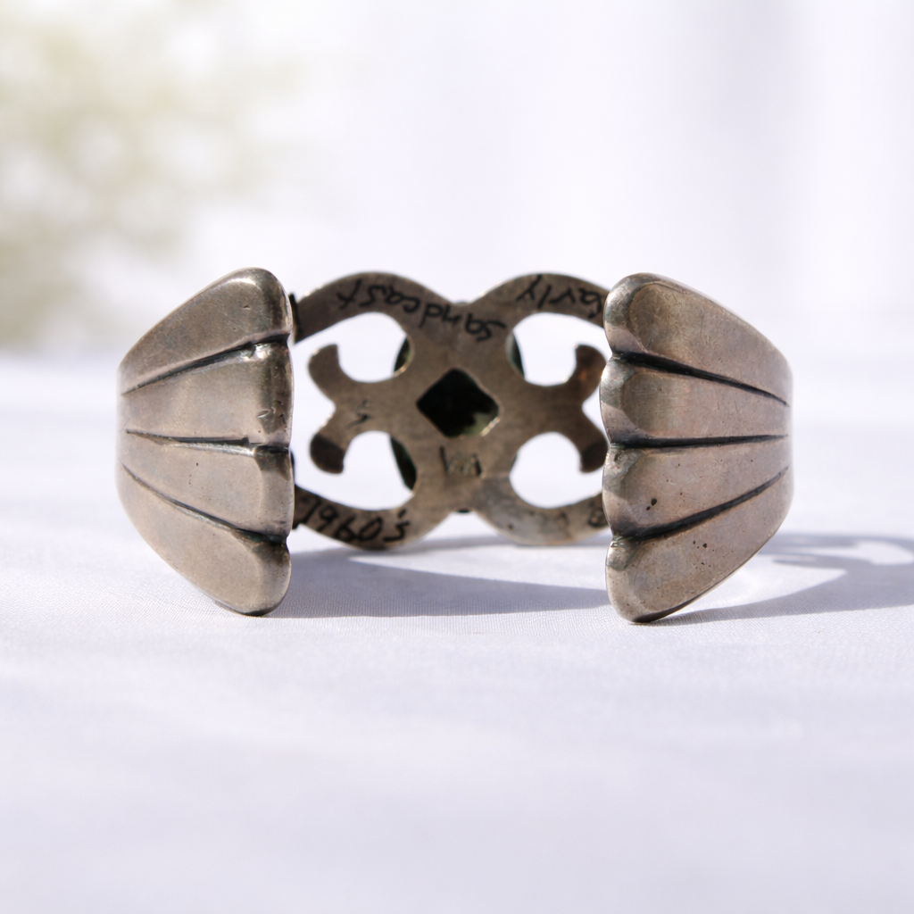 Vintage 1960's Sand Cast Bracelet with Kingman Turquoise