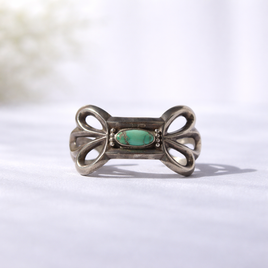 Vintage 1950's Sand Cast Cuff with Turquoise