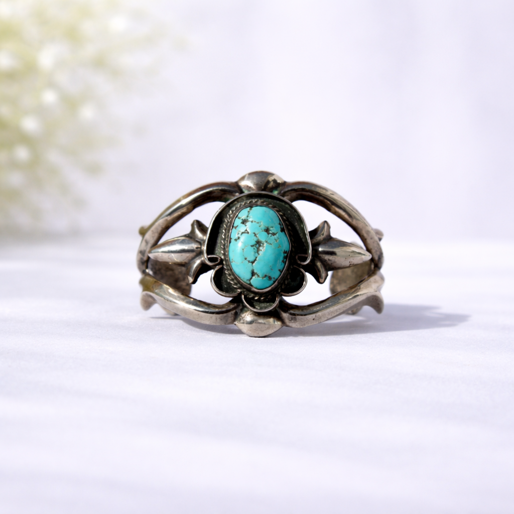 Vintage Sand Cast Cuff with Kingman Turquoise