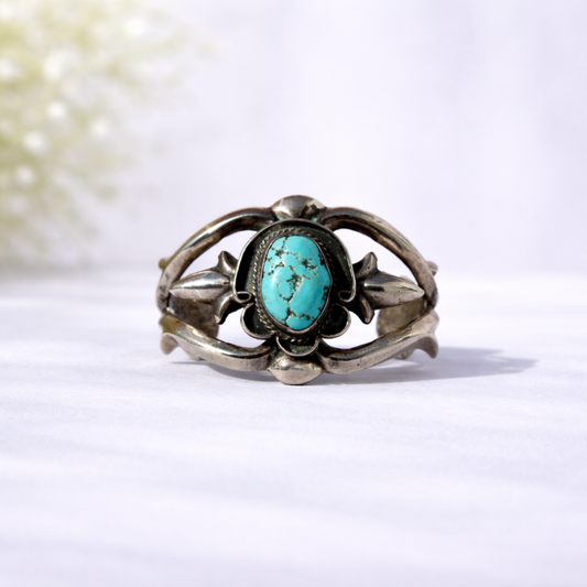 Vintage Sand Cast Cuff with Kingman Turquoise