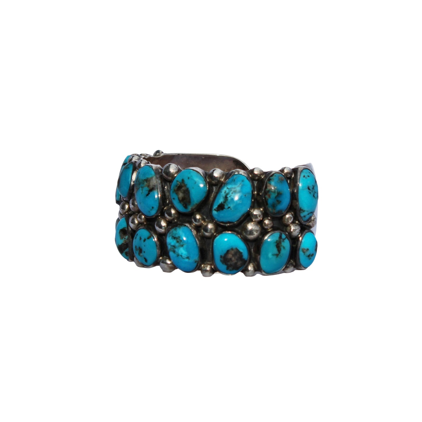 Stormy Ridge Turquoise Sterling Silver Cluster Cuff Bracelet