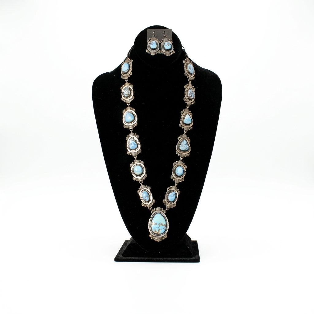 Handmade Golden Hills Turquoise Necklace Set with Earrings