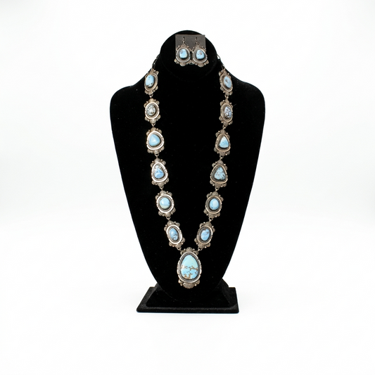 Handmade Golden Hills Turquoise Necklace Set with Earrings