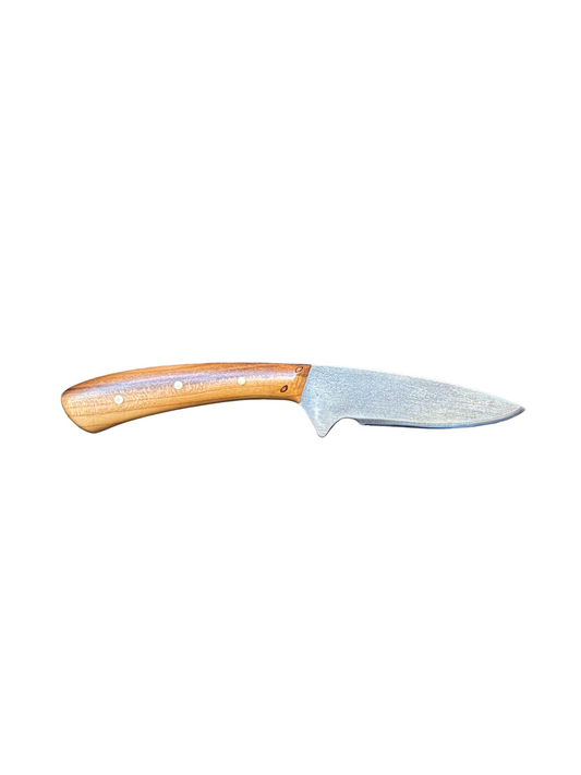 Knife with a wooden handle on a white background