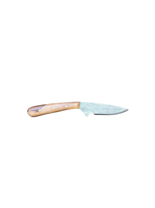 Knife with a wooden handle on a white background