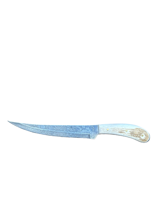 Decorative knife with a blue handle on a white background