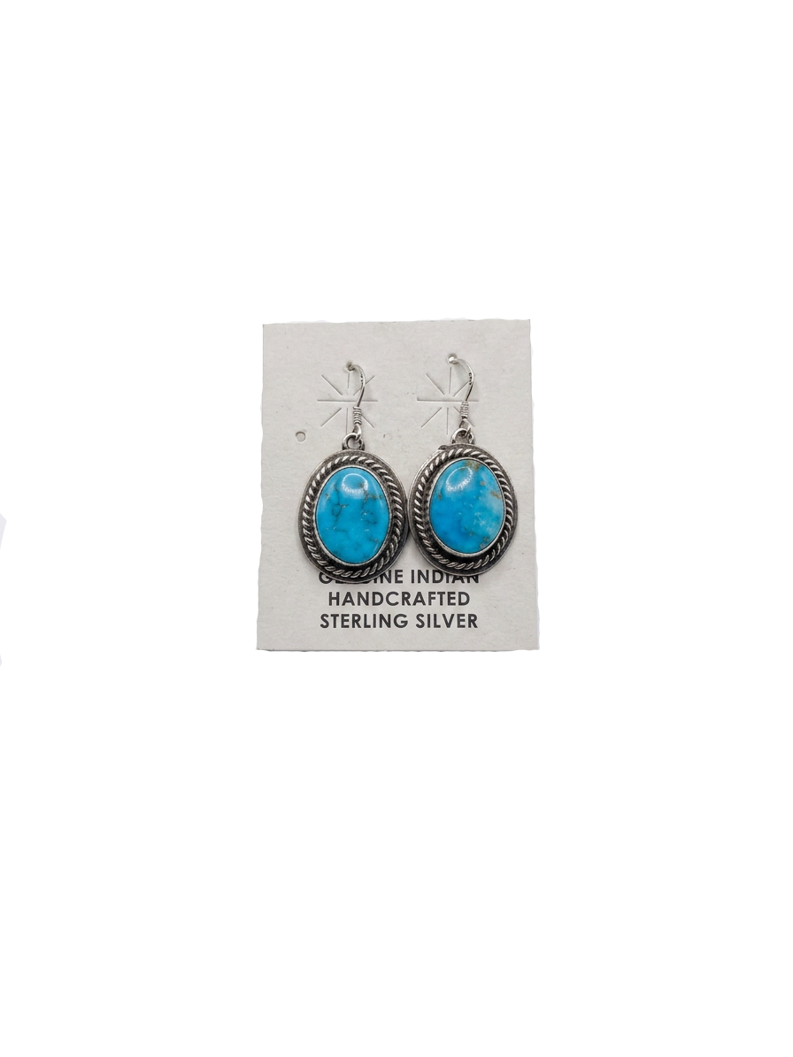 Kingman Turquoise Squash Blossom Necklace & Earring Set – Sterling Silver