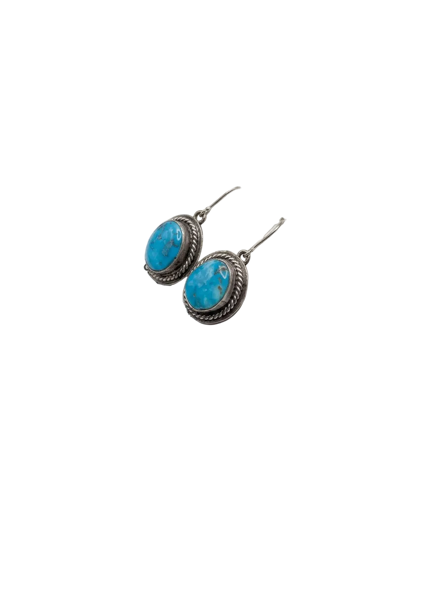 Kingman Turquoise Squash Blossom Necklace & Earring Set – Sterling Silver