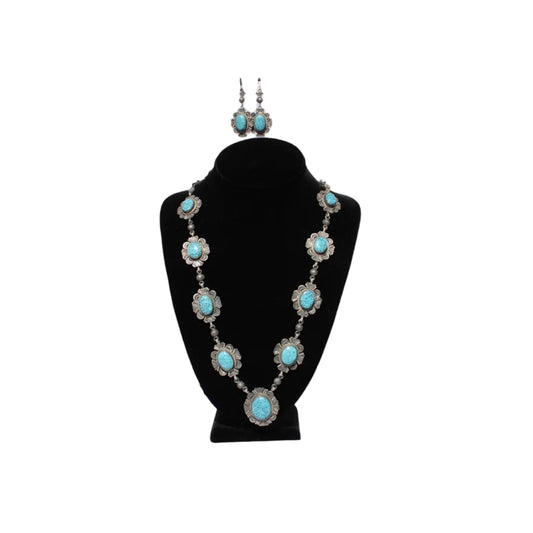 Handmade Kingma Turquoise Necklace & Earrings Set