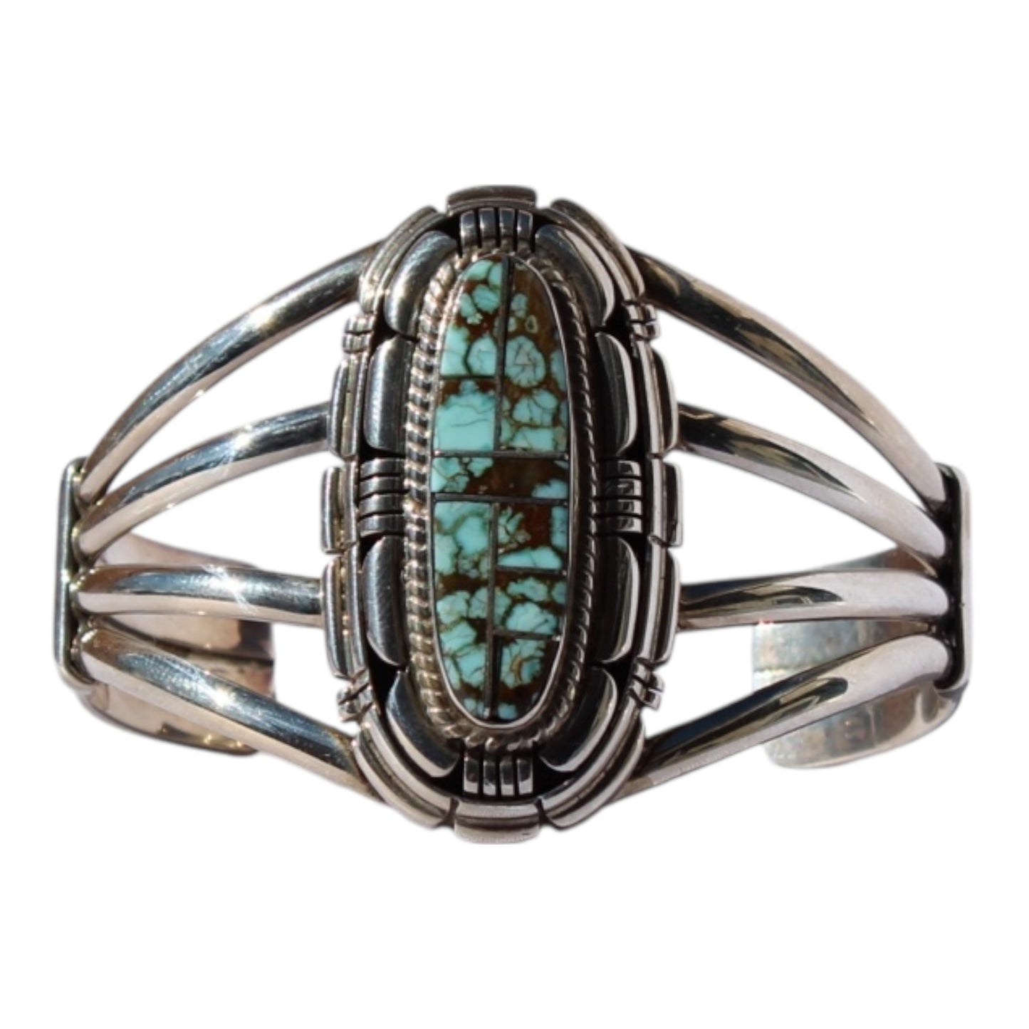 Handmade #8 Turquoise Cuff Bracelet – Sterling Silver