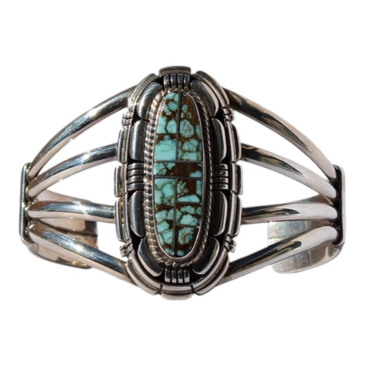 Handmade #8 Turquoise Cuff Bracelet – Sterling Silver