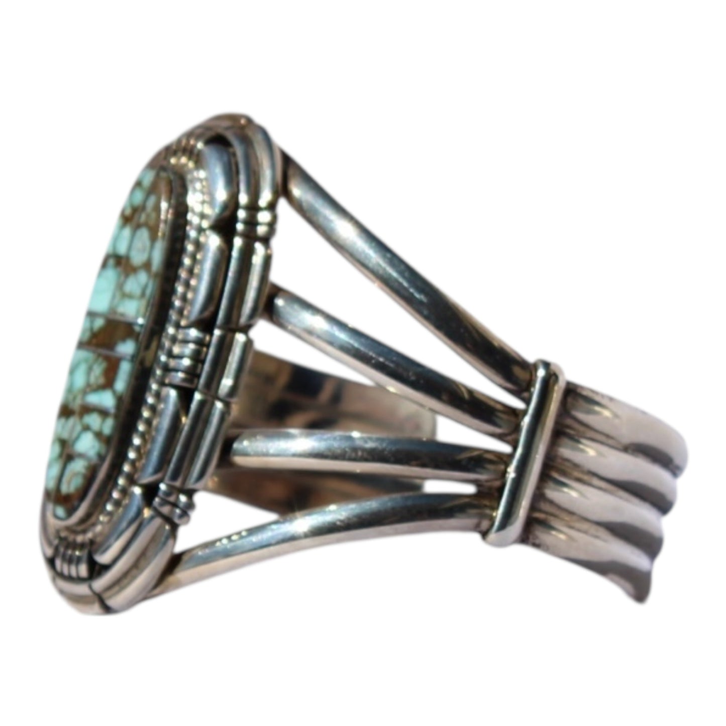 Handmade #8 Turquoise Cuff Bracelet – Sterling Silver