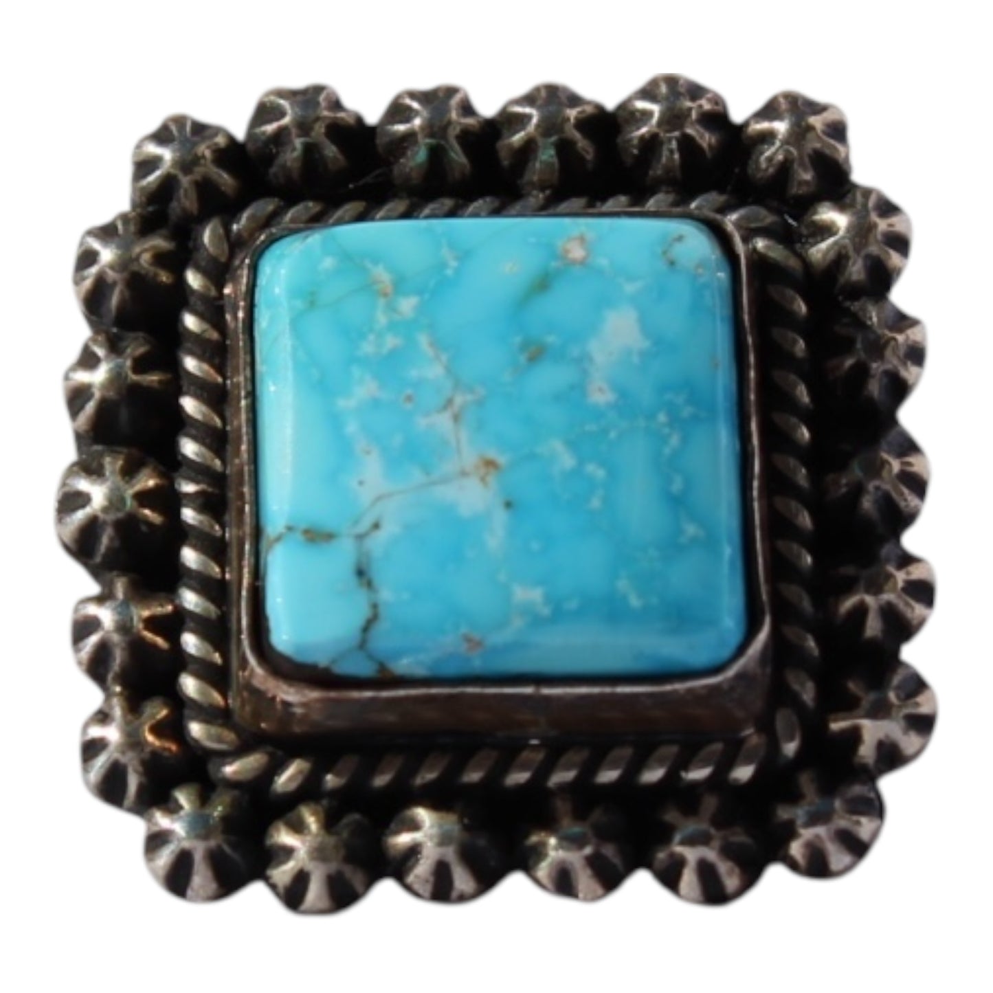 Handmade Kingman Turquoise Ring with Sterling Silver - Size 8