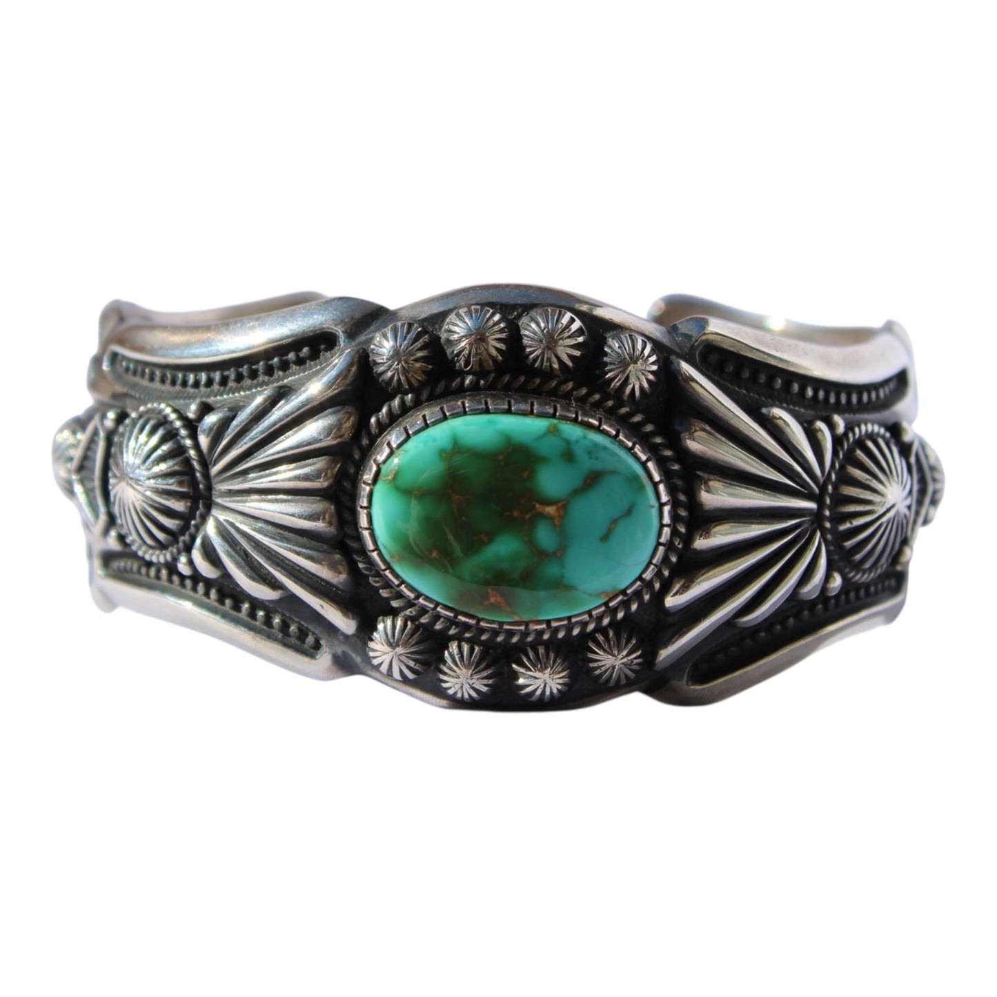 Handmade Sonoran Gold Turquoise Cuff Bracelet – Sterling Silver