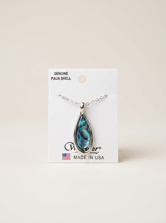 Wheeler Paua Shell Teardrop Pendant Necklace