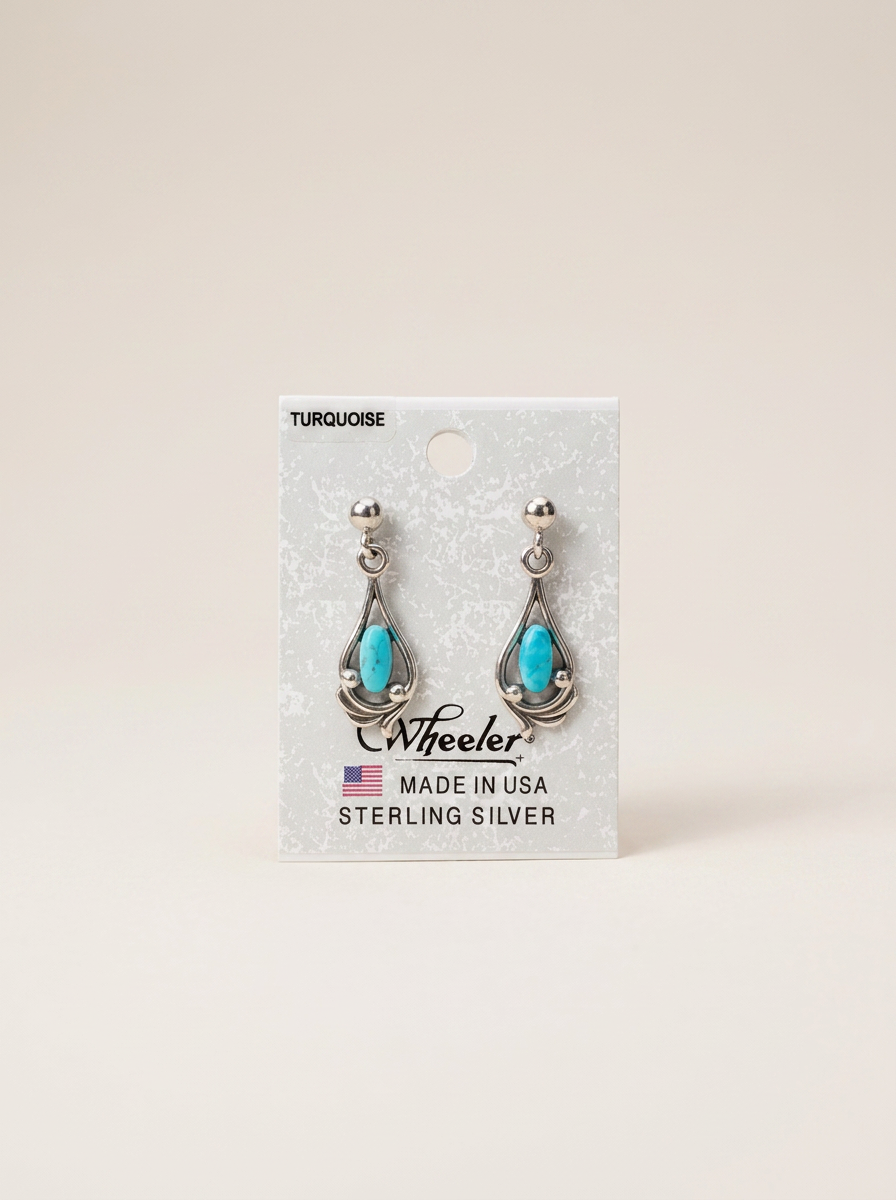 Wheeler Turquoise and Sterling  Dangle Teardrop Earrings