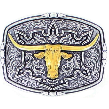 Ariat Rectangle Smooth Edge Longhorn Belt Buckle
