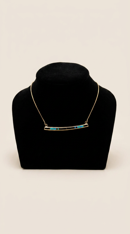 navajo Handmade Super Smith Sterling and Lapis Onyx — Necklace
