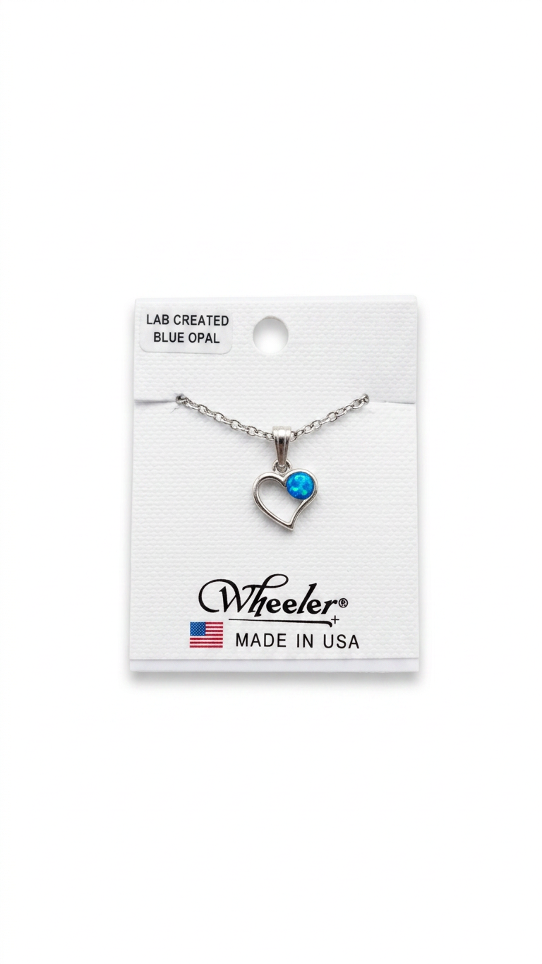 Wheeler Lab Created Blue Opal Heart Pendant Necklace