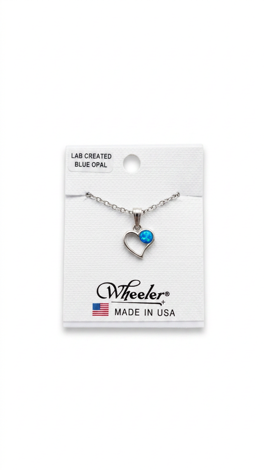 Wheeler Lab Created Blue Opal Heart Pendant Necklace