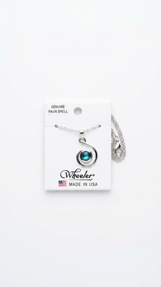 Wheeler Sterling Paua Shell Swirl Pendant Necklace