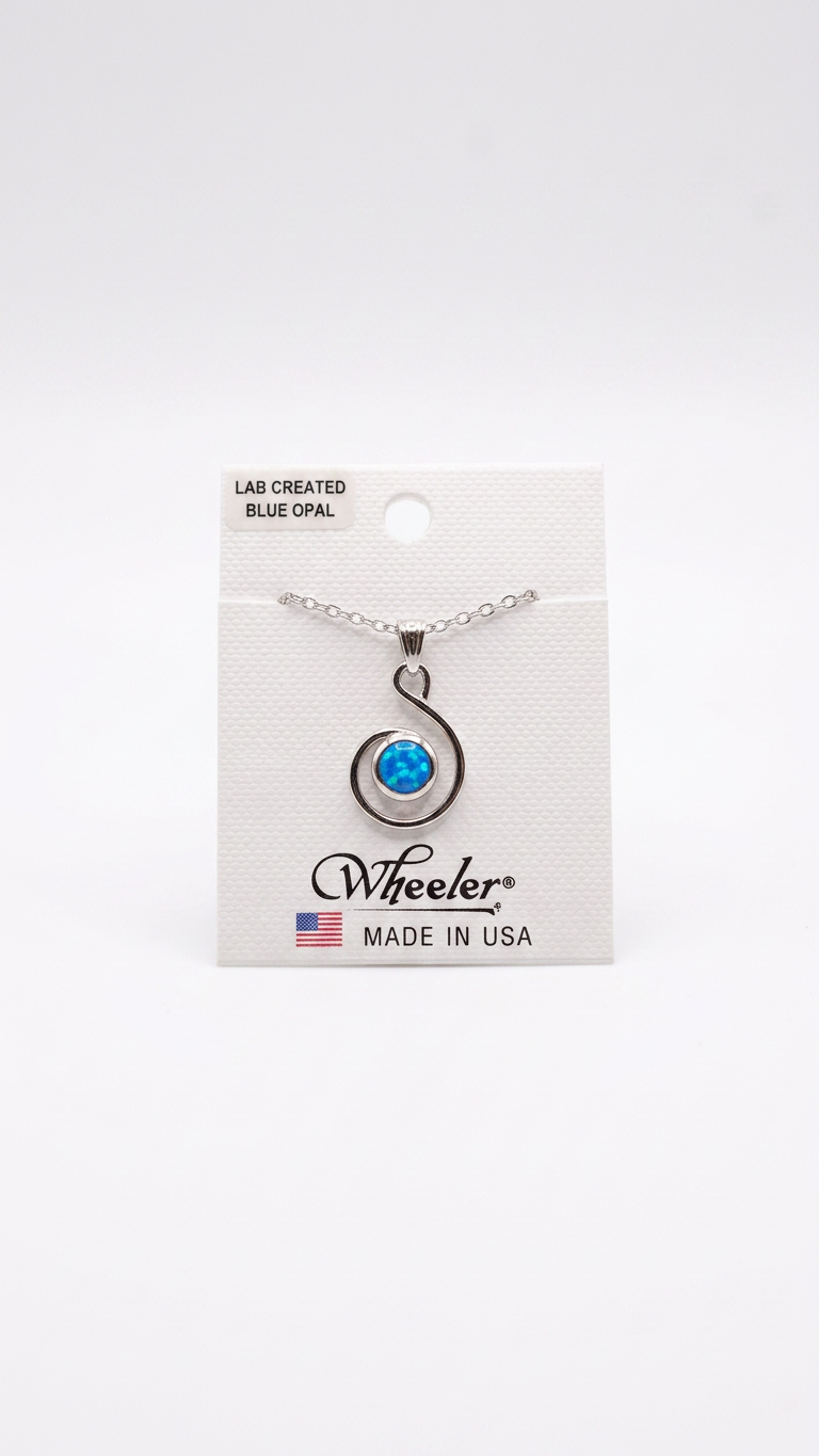Wheeler Lab Created Blue Opal Spiral Pendant Necklace