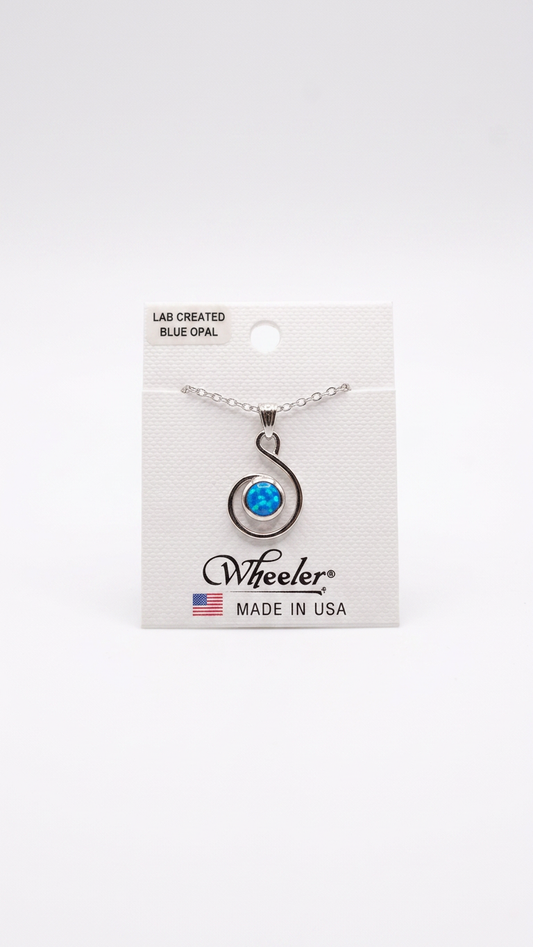 Wheeler Lab Created Blue Opal Spiral Pendant Necklace