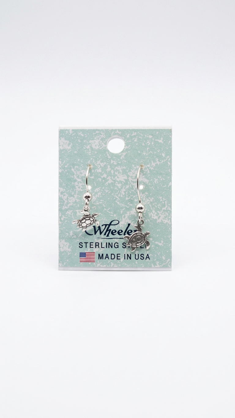 Wheeler Sterling Turtle Drop Dangle Earrings