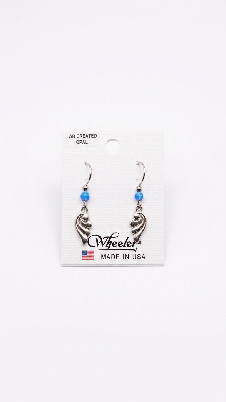 Wheeler Lab Created Blue Opal Feather Dangle Earrings