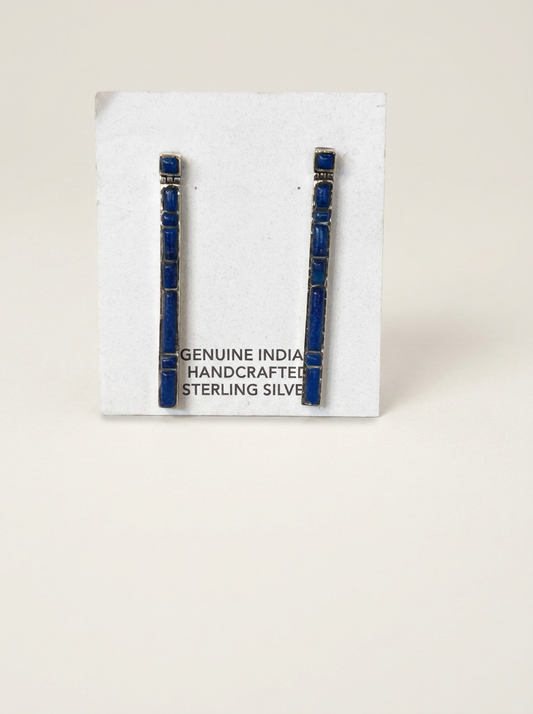Ss Lapis Native Earings Sterling Drop