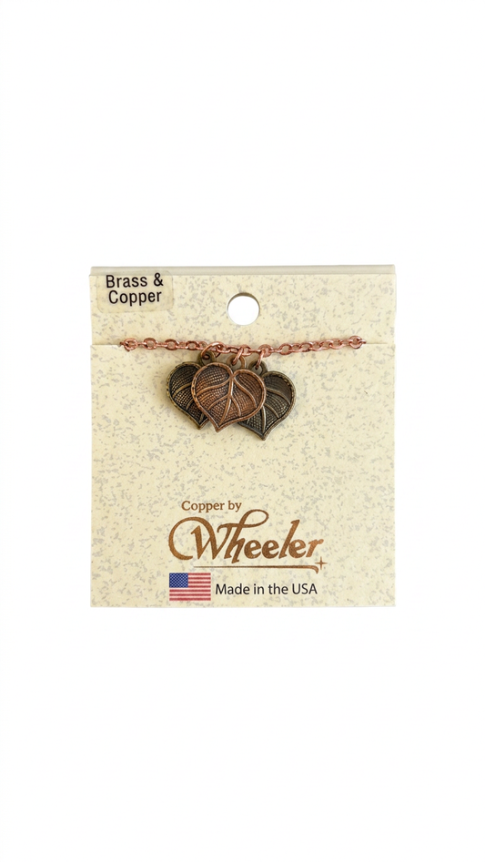Wheeler Brass & Copper Leaf Charm Pendant Necklace