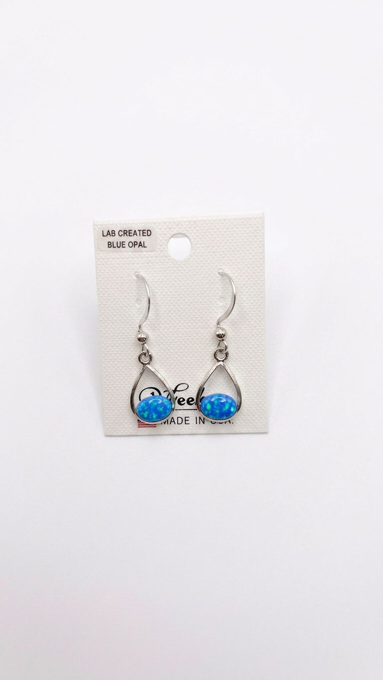 Wheeler Sterling Lab Created Blue Opal Teardrop Earrings